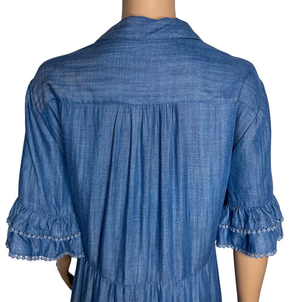 Chico's Tiered Tencel Maxi Dress Blue size 3 US 16 Sundress - Picture 9 of 11